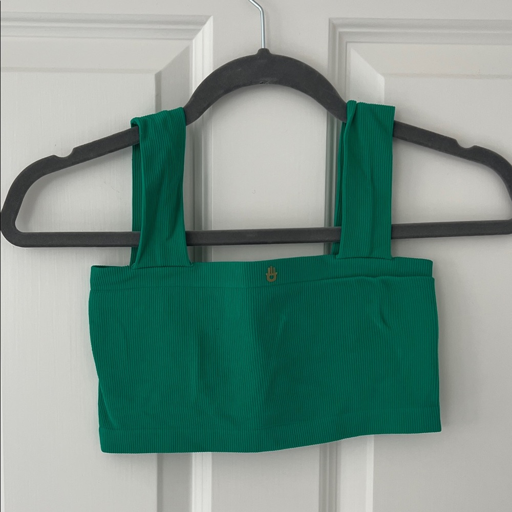 Spiritual Gangster Green Ribbed Sports Bra